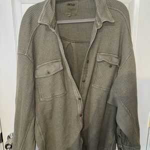 Aerie Waffle Knit Flannel Shirt